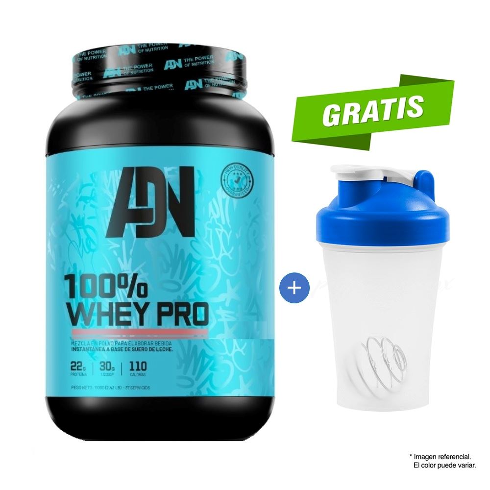 ADN NUTRITION 100% WHEY PRO 1.1 KG VAINILLA + SHAKER